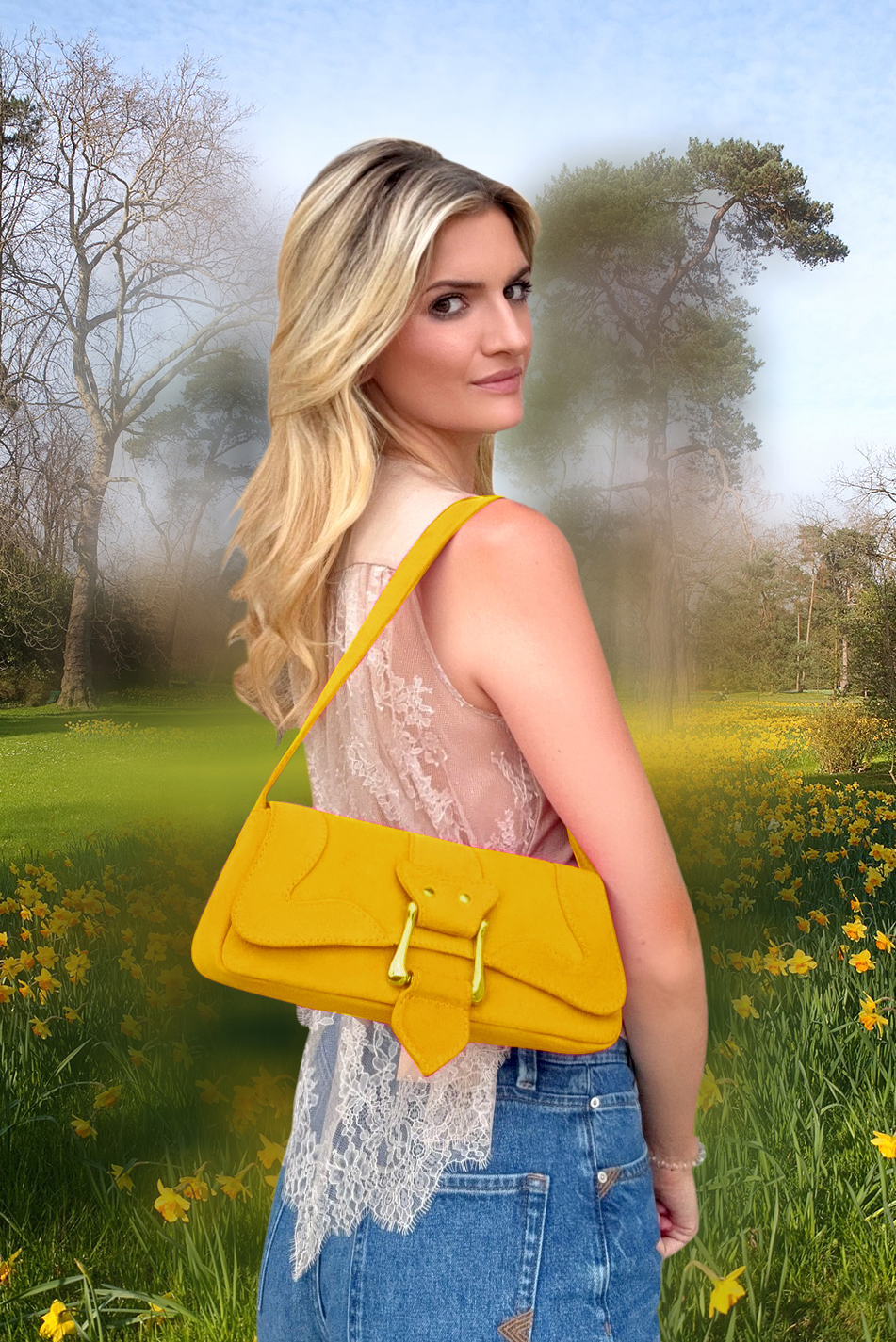 Dress small handbag in yellow leather - Top view